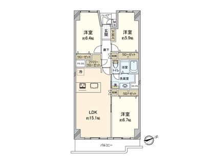 第3大船パークタウン G棟 間取図(平面図)