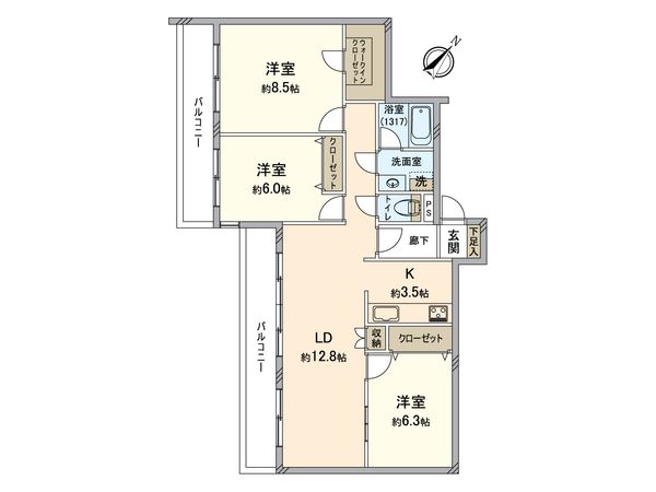 クリオ鎌倉笛田 間取図(平面図) クリオ鎌倉笛田 間取図(平面図)