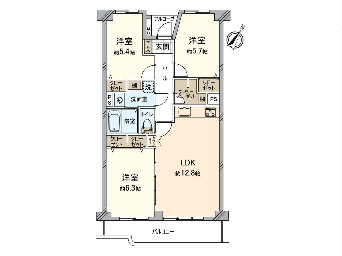 第2大船パークタウン D号棟 間取図(平面図) 間取図(平面図)