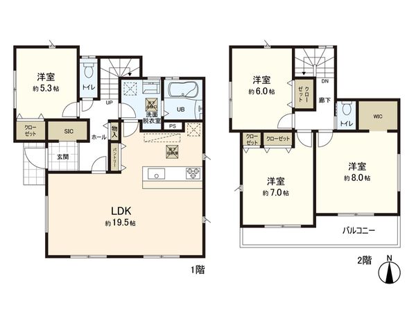戸塚区平戸町 新築戸建 1号棟 間取図(平面図) 戸塚区平戸町 新築戸建 1号棟 間取図(平面図)