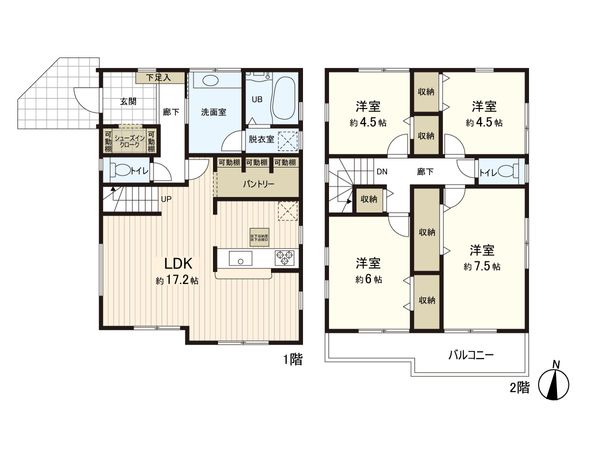 戸塚区平戸2丁目 新築戸建 1号棟 間取図(平面図) 戸塚区平戸2丁目 新築戸建 1号棟 間取図(平面図)