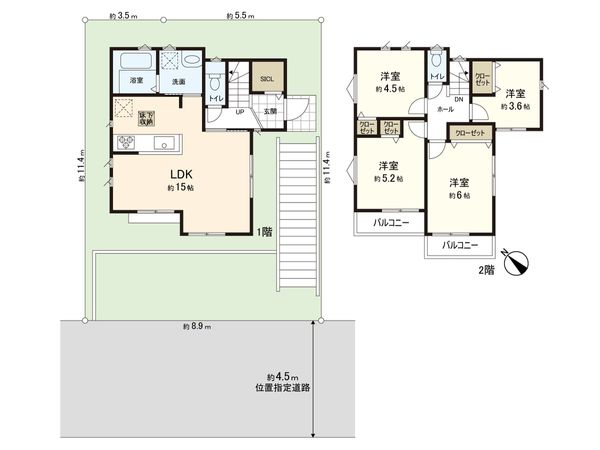 戸塚区平戸町 新築戸建 A棟 間取図(平面図) 間取図(平面図)