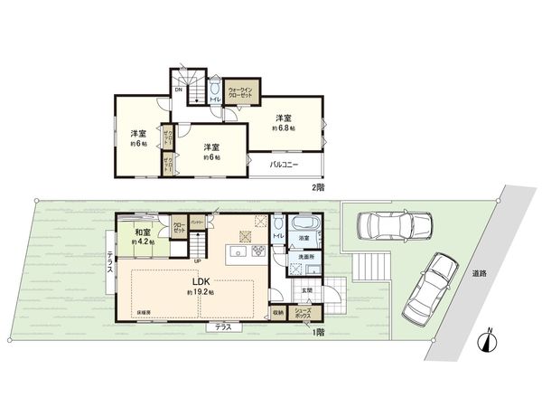 戸塚区平戸3丁目 新築戸建 1号棟 間取図(平面図) 戸塚区平戸3丁目 新築戸建 1号棟 間取図(平面図)