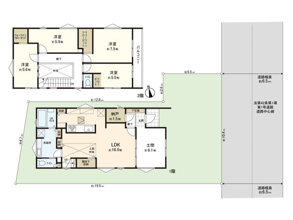 戸塚区秋葉町 新築戸建2号棟 間取図(平面図) 戸塚区秋葉町 新築戸建2号棟 間取図(平面図)