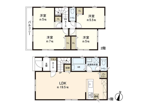 南区六ツ川3丁目 新築戸建 B号棟 間取図(平面図) 南区六ツ川3丁目 新築戸建 B号棟 間取図(平面図)