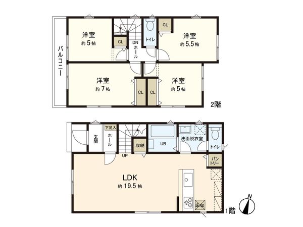南区六ツ川3丁目 新築戸建 C号棟 間取図(平面図) 南区六ツ川3丁目 新築戸建 C号棟 間取図(平面図)