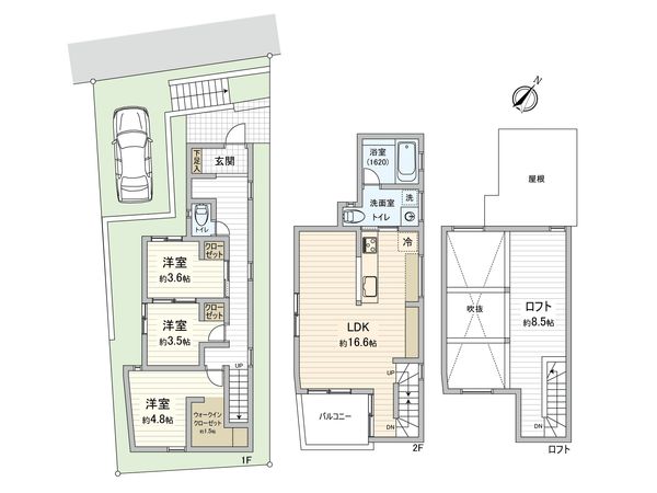 戸塚区名瀬町 新築戸建 1号棟 間取図(平面図) 戸塚区名瀬町 新築戸建 1号棟 間取図(平面図)
