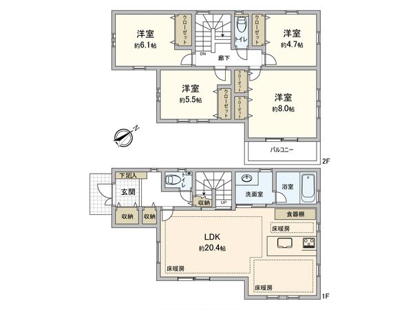 戸塚区前田町 新築戸建3号棟 間取図(平面図) 戸塚区前田町 新築戸建3号棟 間取図(平面図)