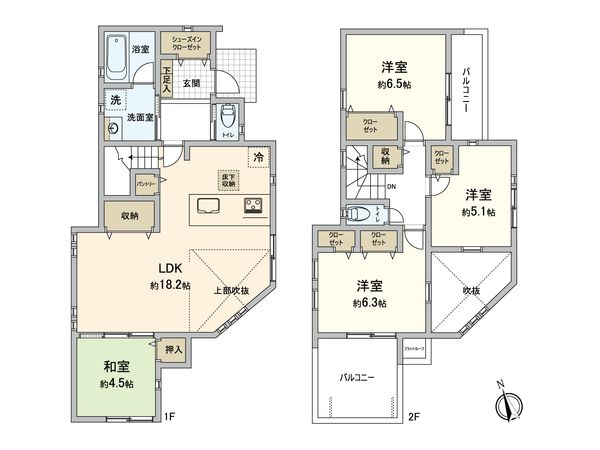 戸塚区平戸5丁目 新築戸建 1号棟 間取図(平面図) 戸塚区平戸5丁目 新築戸建 1号棟 間取図(平面図)
