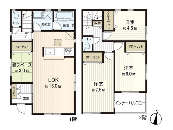保土ケ谷区法泉2丁目 戸建 間取図(平面図) 間取図(平面図)