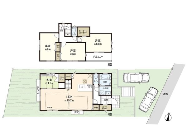 戸塚区平戸3丁目 新築戸建 1号棟 間取図(平面図) 戸塚区平戸3丁目 新築戸建 1号棟 間取図(平面図)