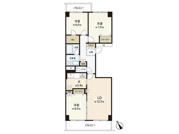 南の街 3号館 間取図(平面図)