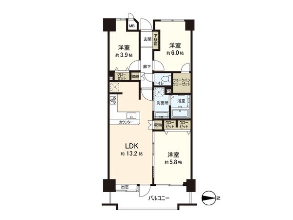 コスモ保土ケ谷グリーンプラザ 間取図(平面図) 間取図(平面図)