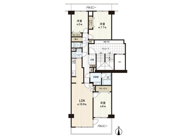 クレール丘の街 5号棟 間取図(平面図)