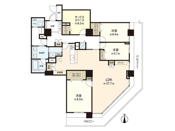 タワーズシティ1st 間取図(平面図)