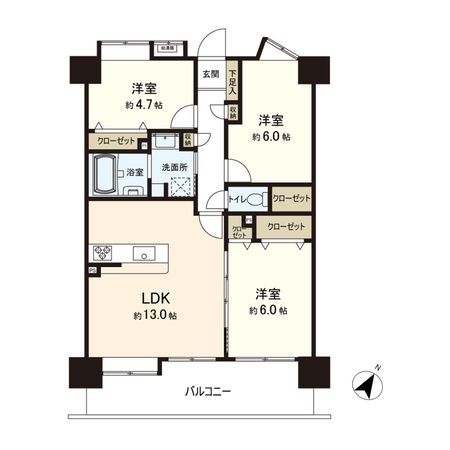 日神パレステージ弘明寺 間取図(平面図) 日神パレステージ弘明寺 間取図(平面図)