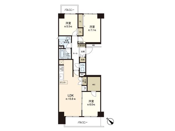 南の街 1号館 間取図(平面図)