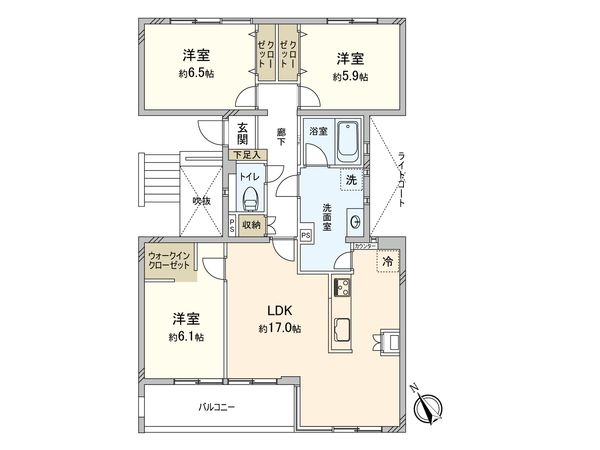 ハイツ東戸塚Ⅱ A棟 間取図(平面図)