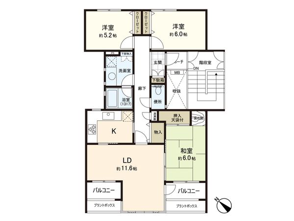 ハイツ東戸塚 2号棟 間取図(平面図)