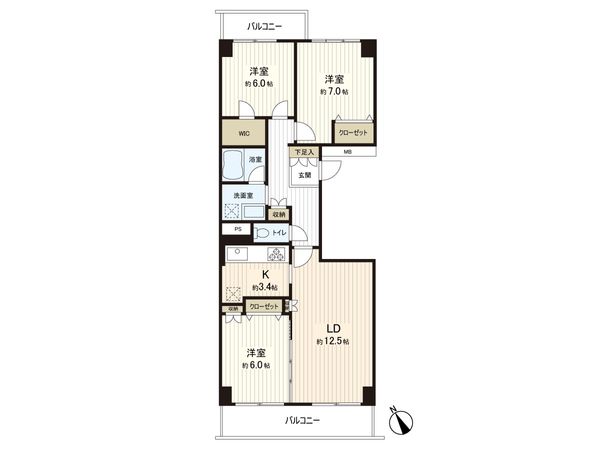 南の街 3号館 間取図(平面図) 間取図(平面図)