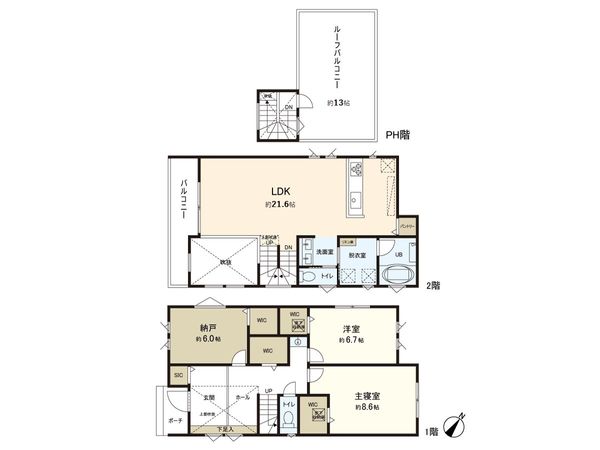 逗子市新宿1丁目(新築戸建)2号棟 間取図(平面図) 逗子市新宿1丁目(新築戸建)2号棟 間取図(平面図)