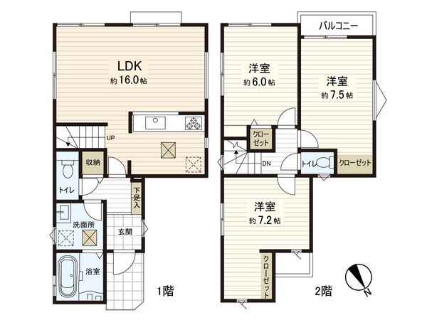 逗子市池子3丁目(新築戸建)A棟 間取図(平面図) 逗子市池子3丁目(新築戸建)A棟 間取図(平面図)