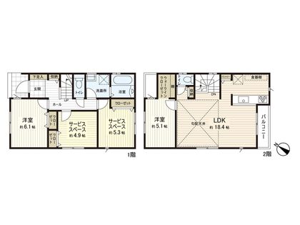 逗子市桜山8丁目(新築戸建)2号棟 間取図(平面図)