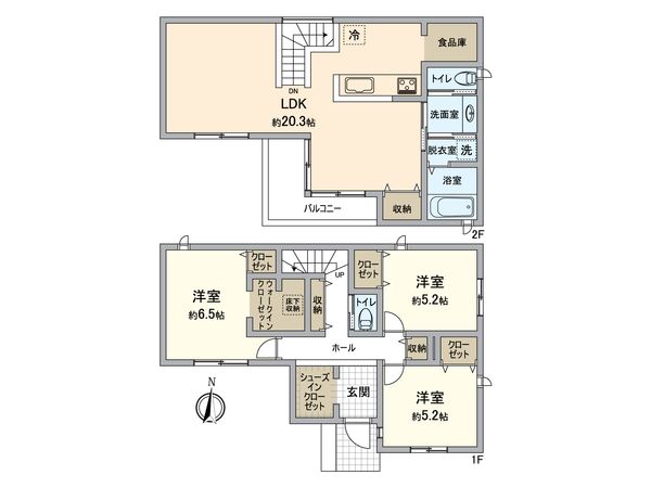 逗子市沼間3丁目 新築戸建 1号棟 間取図(平面図)