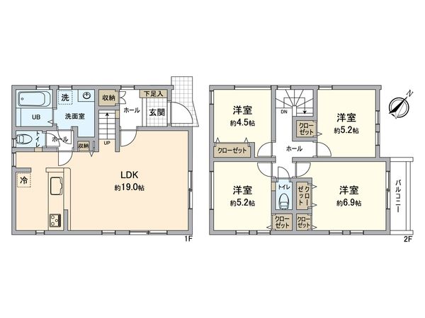 逗子市久木3丁目(新築戸建)1号棟 間取図(平面図) 逗子市久木3丁目(新築戸建)1号棟 間取図(平面図)