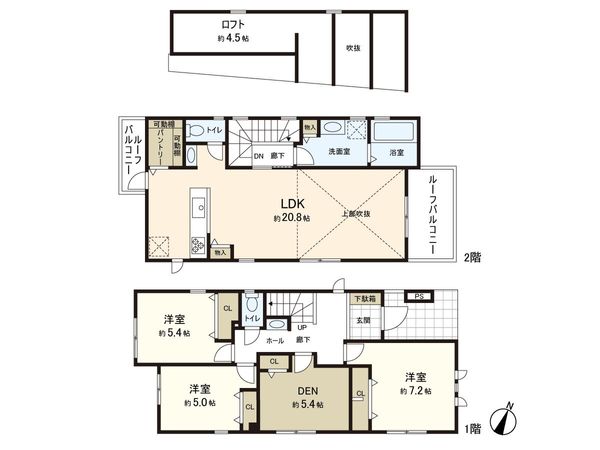 逗子市久木8丁目 A号棟 間取図(平面図)