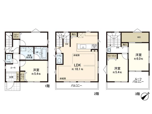 逗子市久木1丁目(新築戸建)B棟 間取図(平面図) 逗子市久木1丁目(新築戸建)B棟 間取図(平面図)