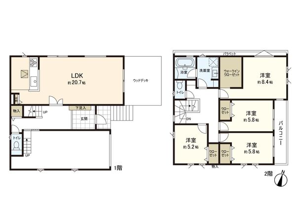 横須賀市佐島の丘2丁目(新築戸建)71号棟 間取図(平面図) 横須賀市佐島の丘2丁目(新築戸建)71号棟 間取図(平面図)