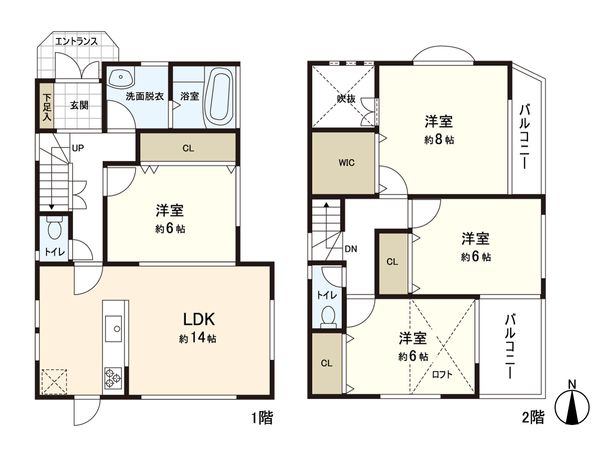 逗子市久木8丁目(戸建) 間取図(平面図) 逗子市久木8丁目(戸建) 間取図(平面図)