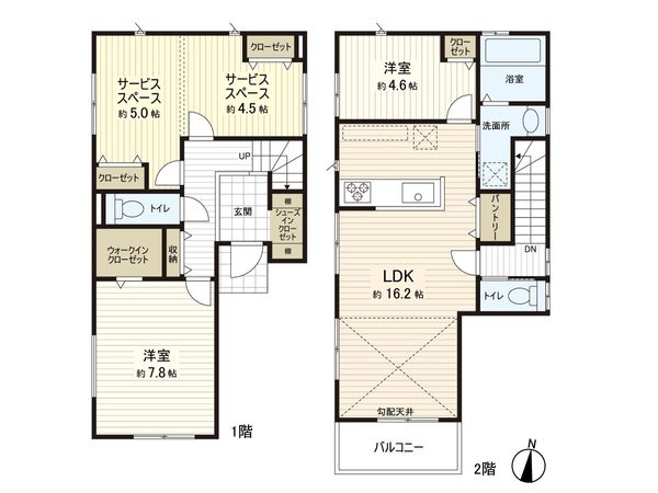 逗子市山の根2丁目(新築戸建)1号棟 間取図(平面図) 逗子市山の根2丁目(新築戸建)1号棟 間取図(平面図)