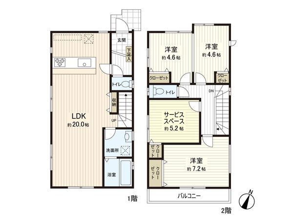 逗子市久木8丁目(新築戸建)2号棟 間取図(平面図) 逗子市久木8丁目(新築戸建)2号棟 間取図(平面図)