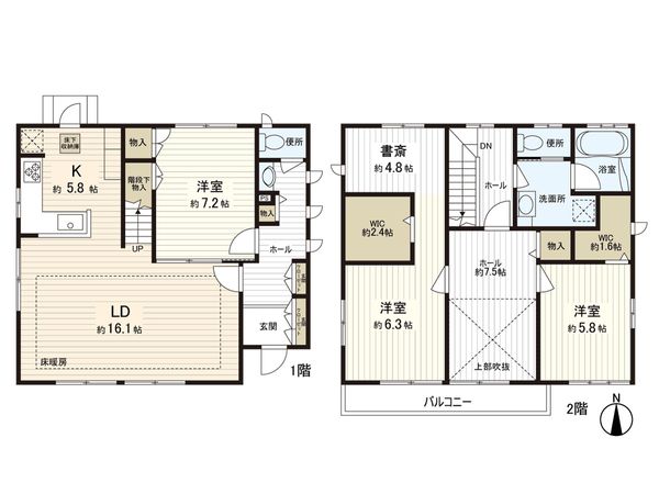 逗子市久木4丁目 戸建 間取図(平面図) 逗子市久木4丁目 戸建 間取図(平面図)