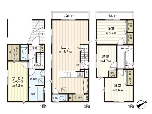 逗子市池子2丁目(新築戸建)2号棟 間取図(平面図) 逗子市池子2丁目(新築戸建)2号棟 間取図(平面図)