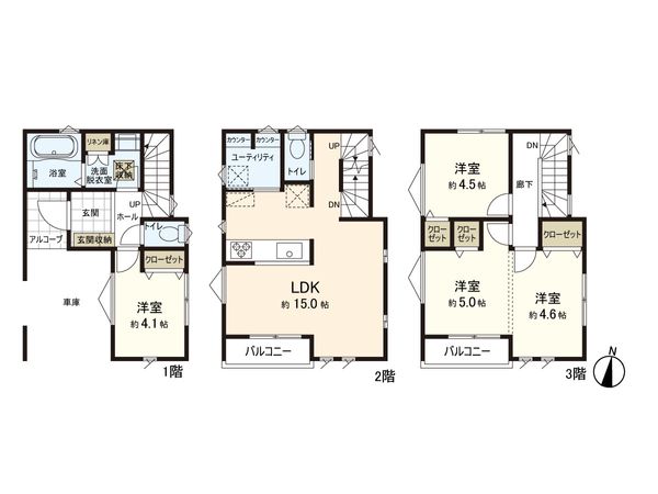 逗子市久木9丁目(新築戸建)C号棟 間取図(平面図) 逗子市久木9丁目(新築戸建)C号棟 間取図(平面図)