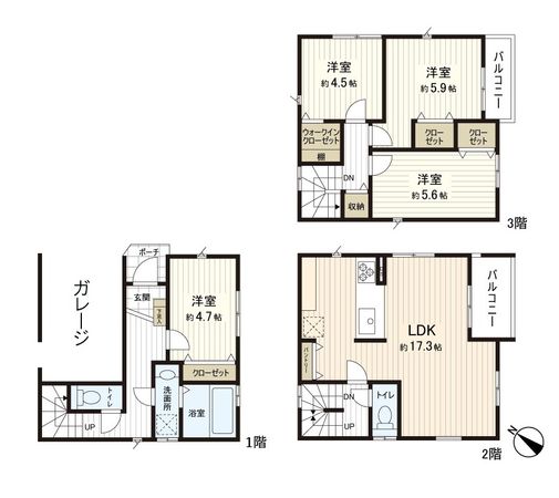 逗子市久木3丁目(新築戸建)2号棟 間取図(平面図) 逗子市久木3丁目(新築戸建)2号棟 間取図(平面図)
