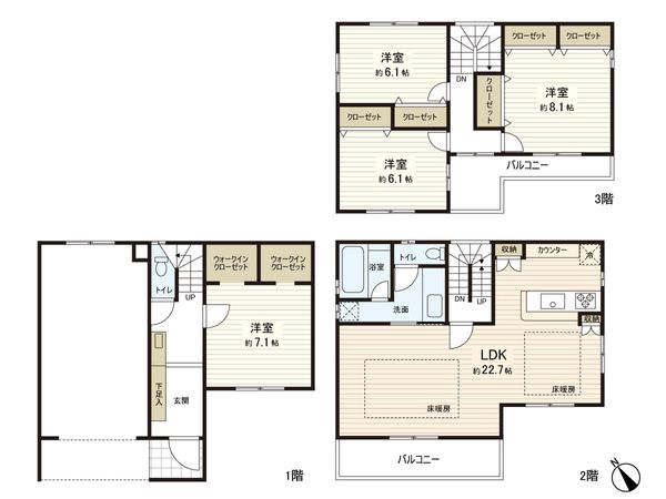 逗子市沼間3丁目(新築戸建) 間取図(平面図) 逗子市沼間3丁目(新築戸建) 間取図(平面図)