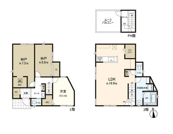 逗子市逗子4丁目(新築戸建)2号棟 間取図(平面図)