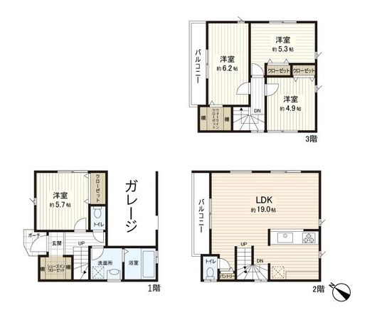 逗子市久木3丁目(新築戸建)3号棟 間取図(平面図) 逗子市久木3丁目(新築戸建)3号棟 間取図(平面図)
