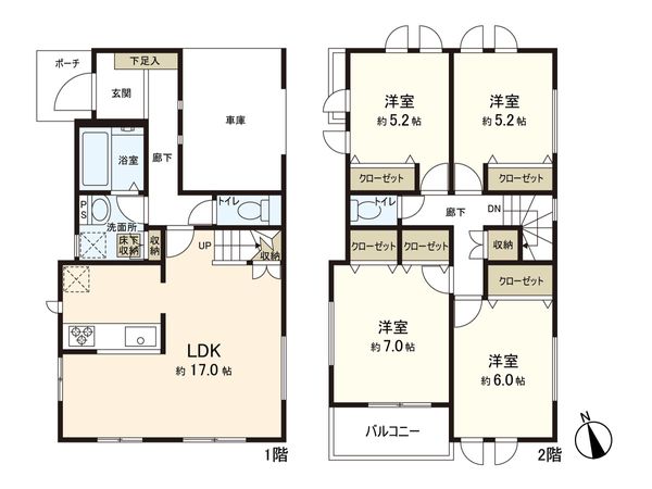 逗子市桜山5丁目(新築戸建) 間取図(平面図) 逗子市桜山5丁目(新築戸建) 間取図(平面図)