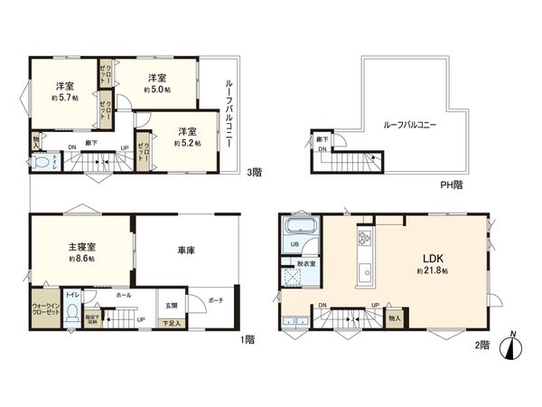 逗子市桜山6丁目(新築戸建)3号棟 間取図(平面図)