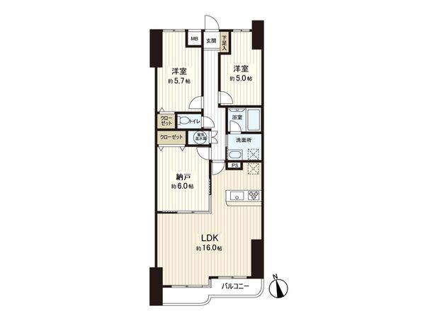 ライオンズマンション湘南秋谷 間取図(平面図)