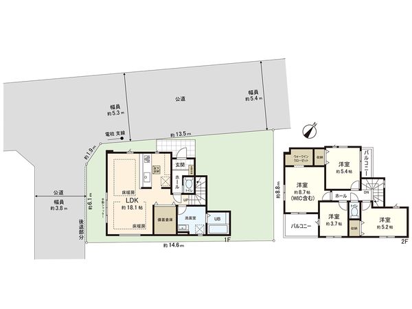 藤沢市辻堂東海岸 新築戸建 1号棟 間取図(平面図) 藤沢市辻堂東海岸 新築戸建 1号棟 間取図(平面図)