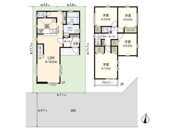 茅ヶ崎市小和田3丁目 新築戸建 2号棟 間取図(平面図) 茅ヶ崎市小和田3丁目 新築戸建 2号棟 間取図(平面図)