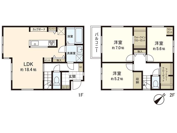藤沢市辻堂元町2丁目 新築戸建 C号棟 間取図(平面図) 藤沢市辻堂元町2丁目 新築戸建 C号棟 間取図(平面図)