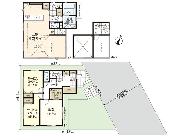 茅ヶ崎市平和町 2号棟 間取図(平面図) 間取図(平面図)