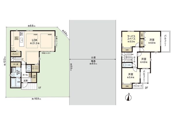 藤沢市大庭 新築戸建 1号棟 間取図(平面図) 間取図(平面図)